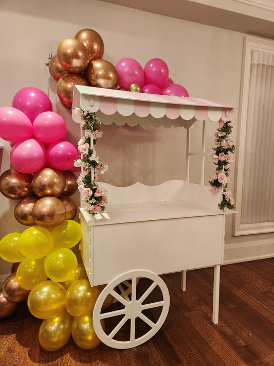 Vendor Stand Decoration, Pink Sweet Cart, Princess Party Cart, Candy Cart Rental, Dessert Bar Stand